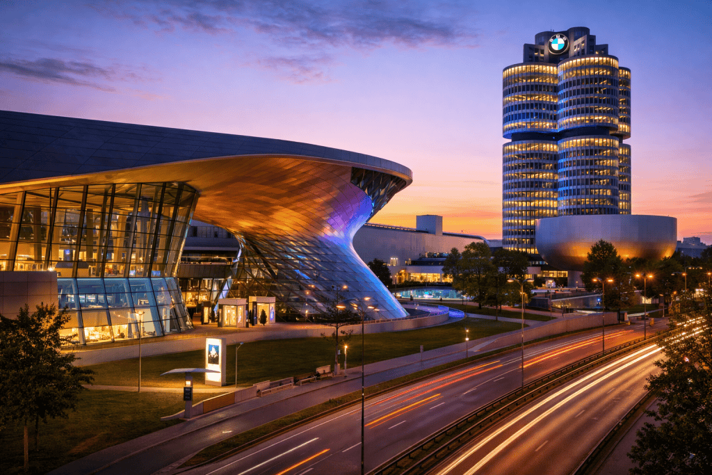 BMW Welt und Museum in München mit moderner Architektur