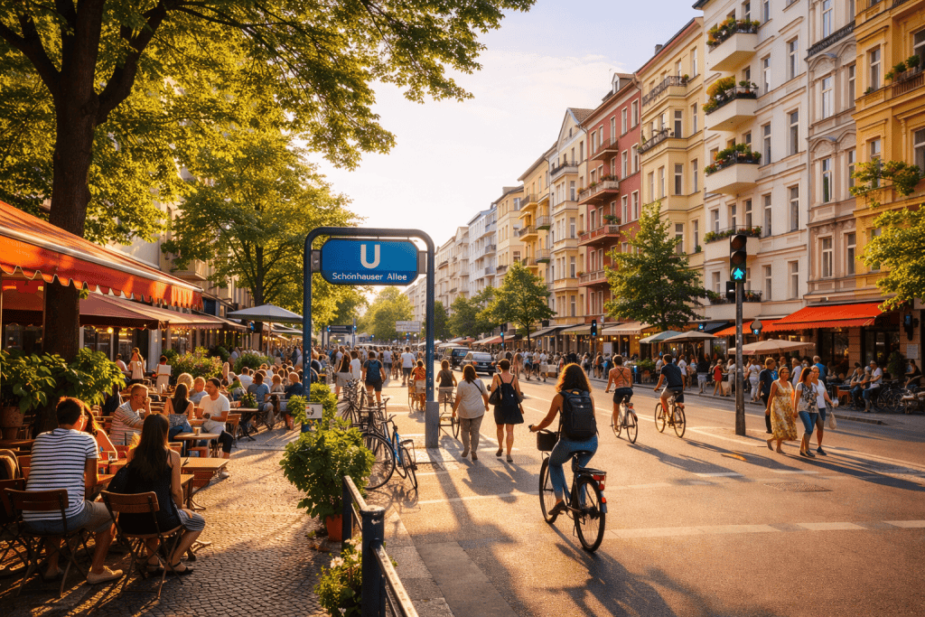 Straßenszene in einem typischen Berliner Viertel