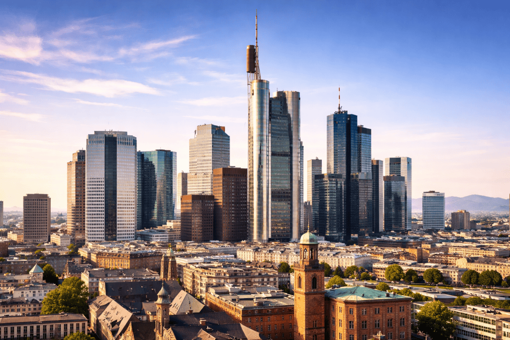 Main Tower Frankfurt mit Aussicht über Skyline und Innenstadt