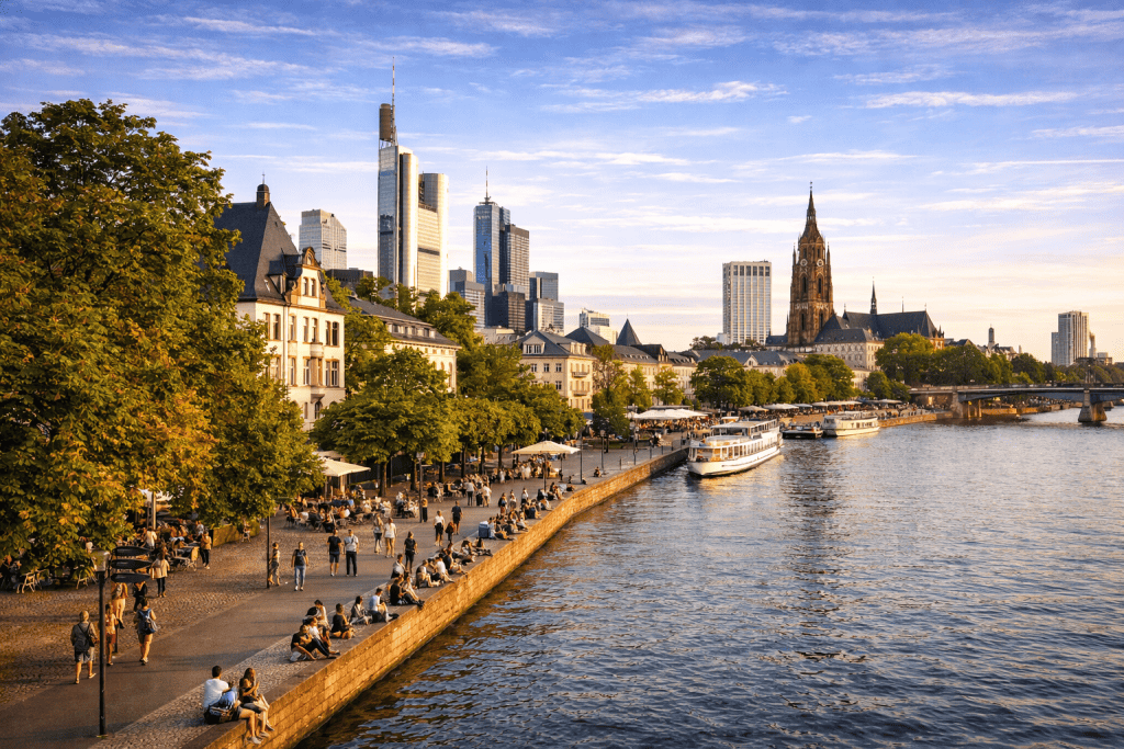 Museumsufer Frankfurt mit Museen entlang des Mains