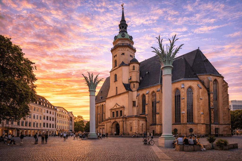 Nikolaikirche Leipzig mit klassizistischem Innenraum und Fassade