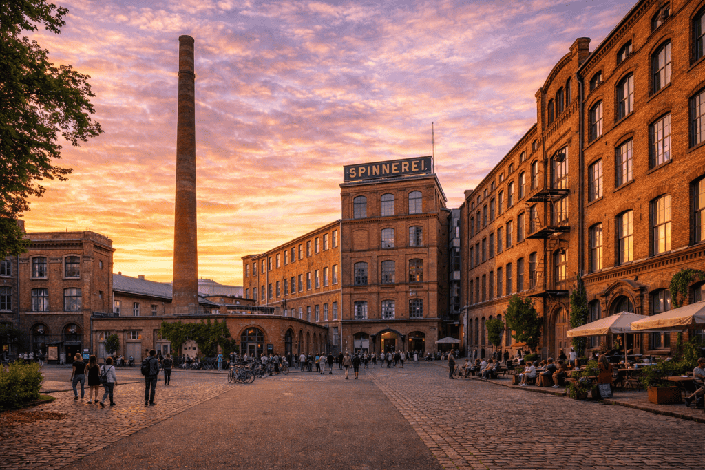Spinnerei Leipzig mit Industriebauten und Galerien