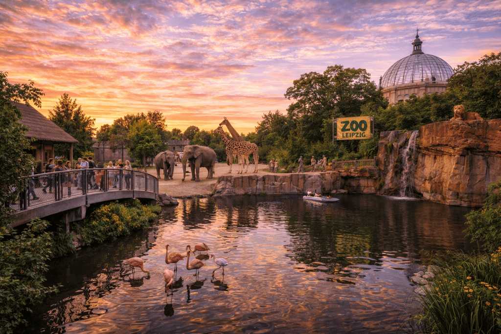 Zoo Leipzig mit Tiergehegen und moderner Anlage