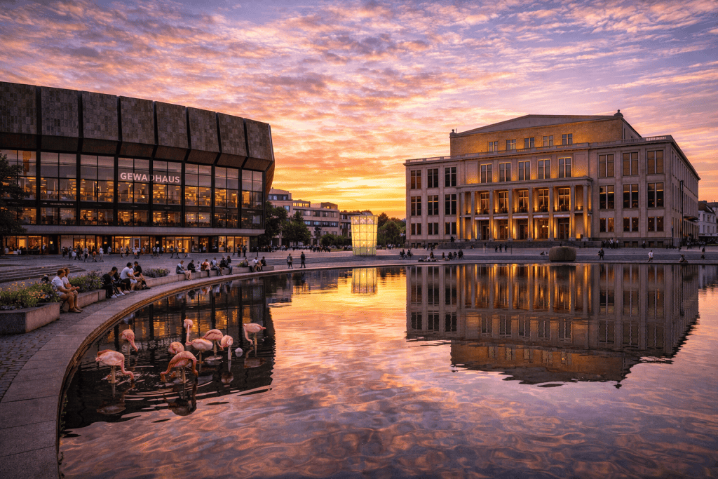 Gewandhaus Leipzig mit moderner Architektur am Augustusplatz