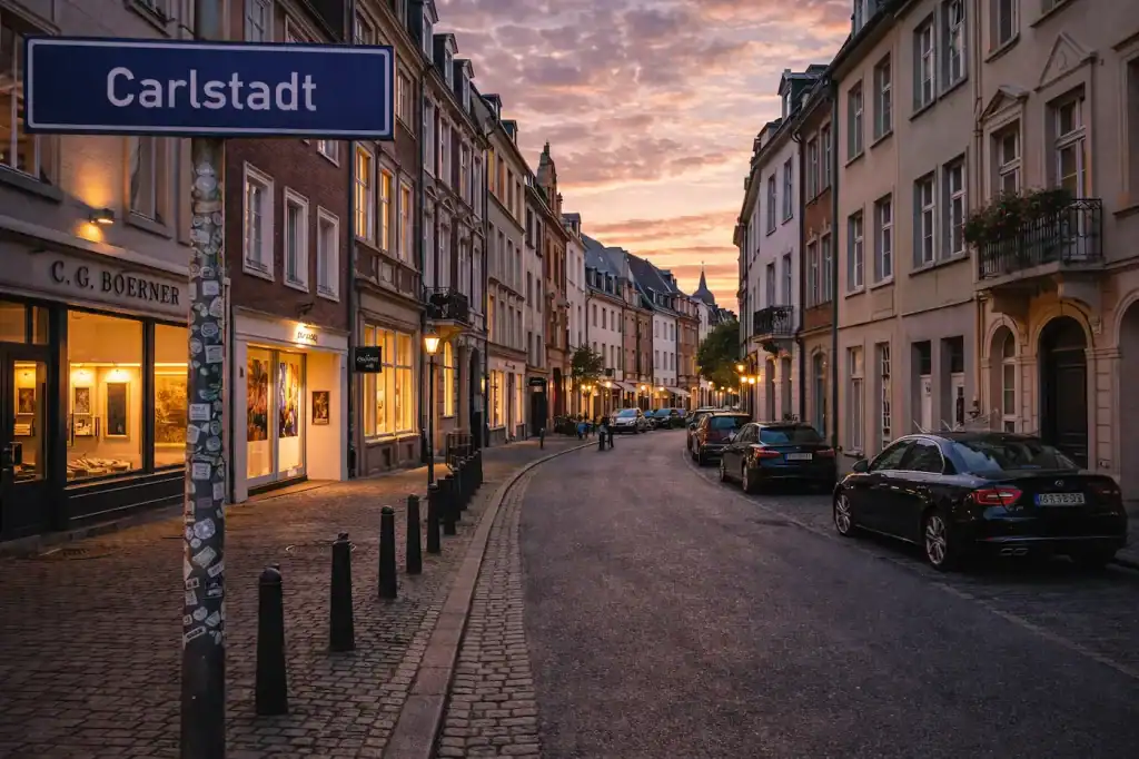 Carlstadt Düsseldorf mit historischen Häusern, Kunstgalerien und ruhiger Atmosphäre
