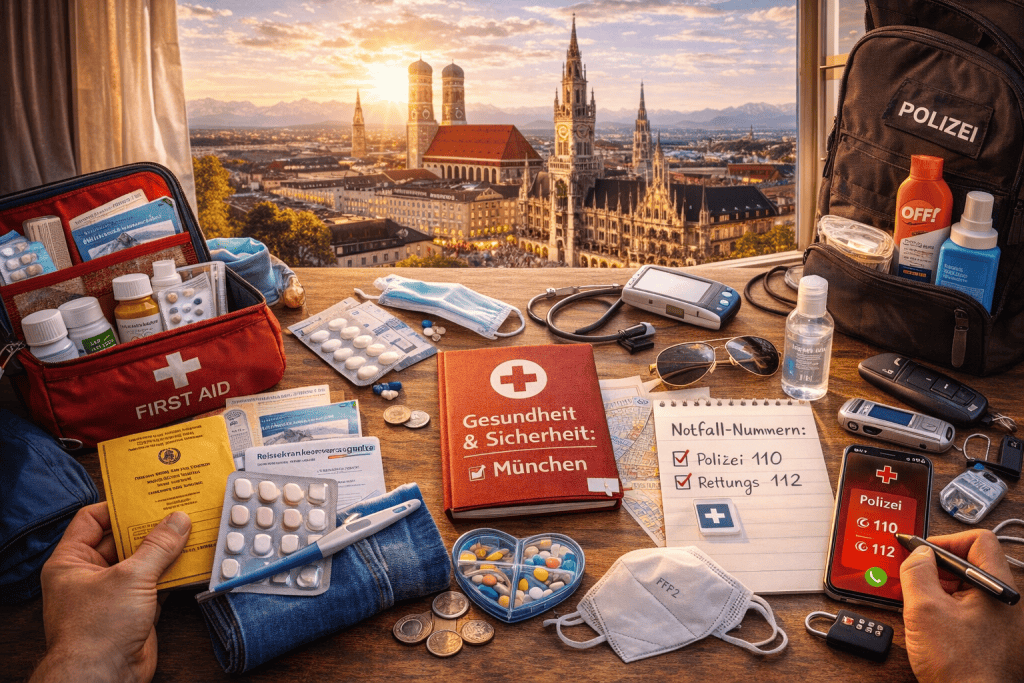 Erste-Hilfe-Set und Notrufnummern für Reisende in München