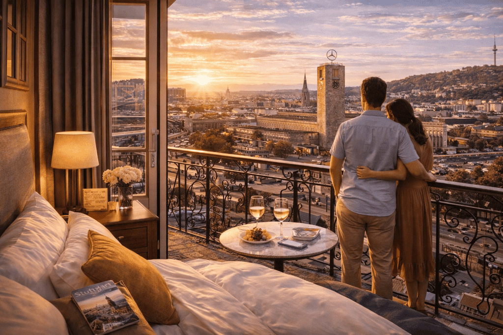 Hotelzimmer mit Blick auf die Stuttgarter Innenstadt