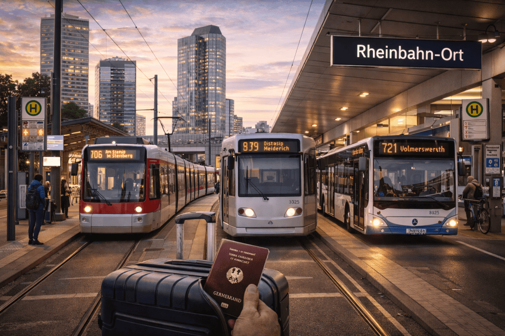 Öffentlicher Nahverkehr in Düsseldorf mit Straßenbahn, U-Bahn und Bus