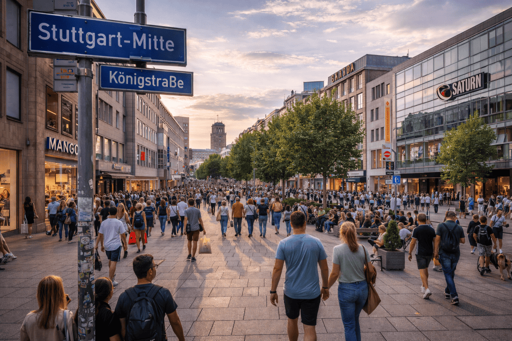 Stuttgart-Mitte mit Innenstadt, Plätzen und urbanem Stadtbild