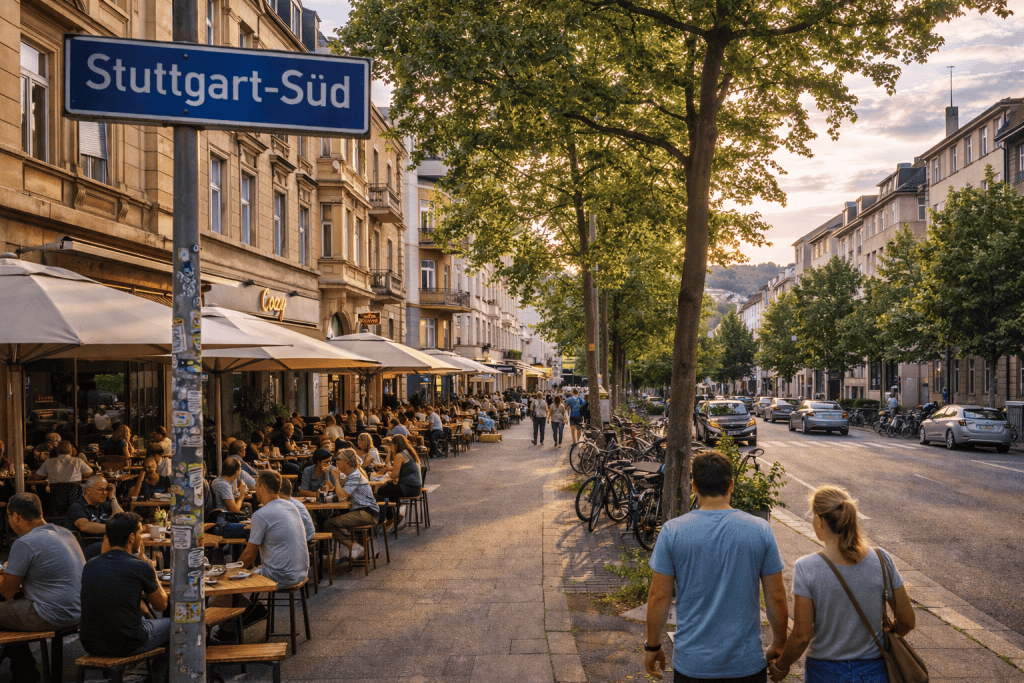 Stuttgart-Süd mit Wohnstraßen und urbanem Stadtbild