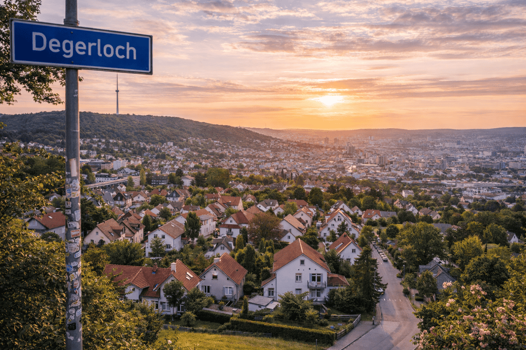 Degerloch in Stuttgart mit Grünflächen und Höhenlage