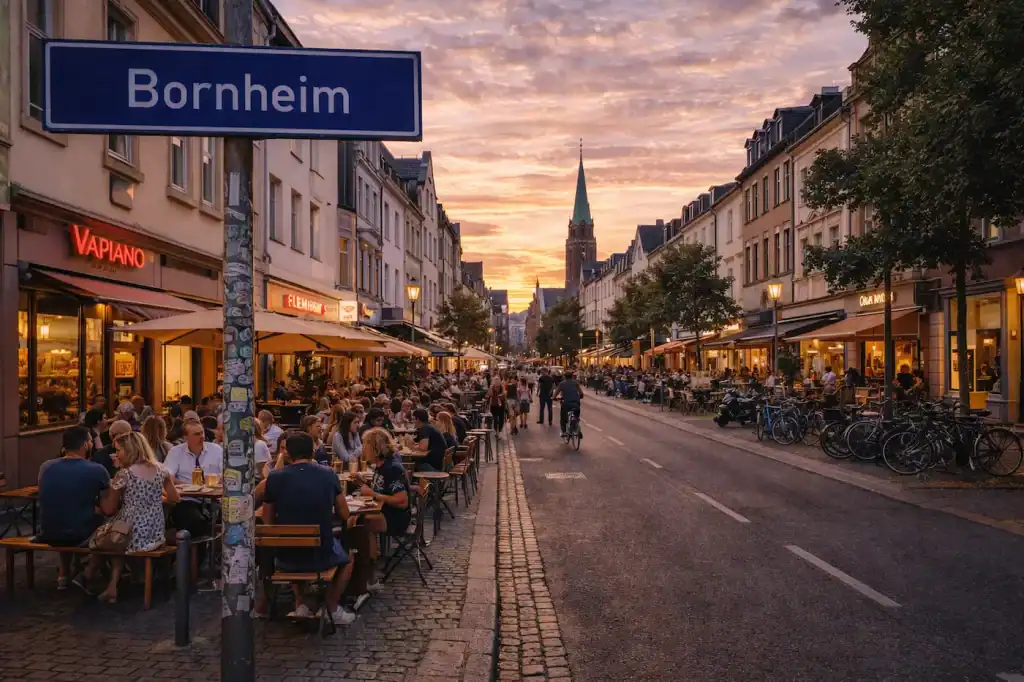 Bornheim Frankfurt mit Berger Straße, Cafés und belebtem Viertel