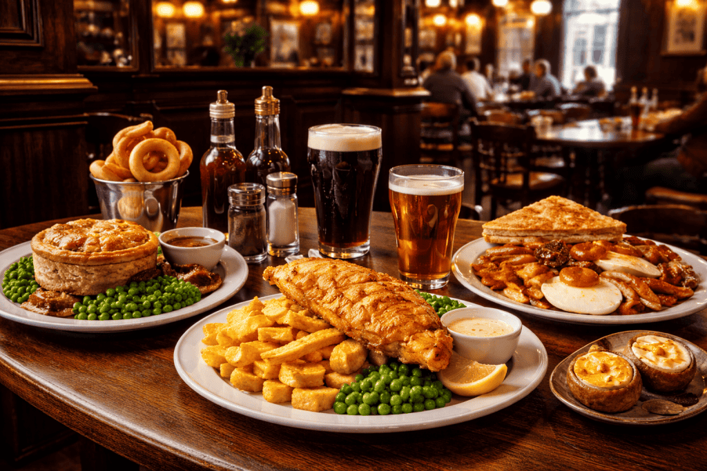 Mittagessen mit englischen spezialitäten