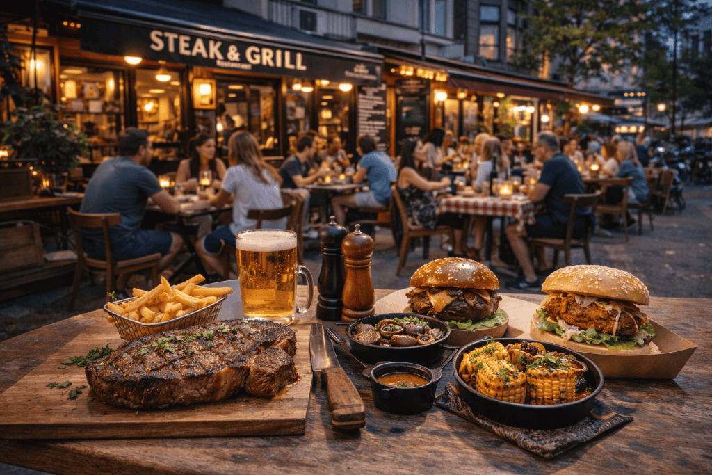 Steakhouse in Berlin mit gegrilltem Fleisch im Restaurant