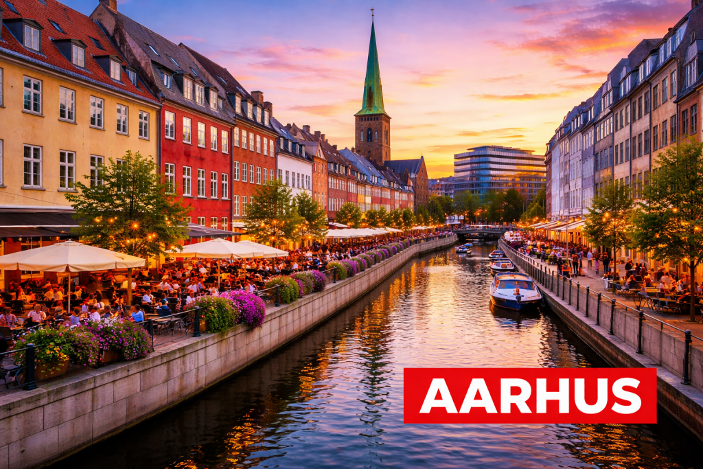 Aarhus mit moderner Hafenfront, Altstadt und Blick über die zweitgrößte Stadt Dänemarks.