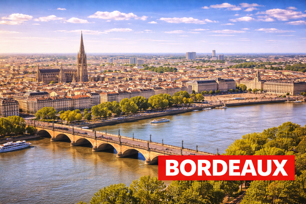 Bordeaux mit historischer Altstadt, Garonne-Ufer und klassischer französischer Architektur.
