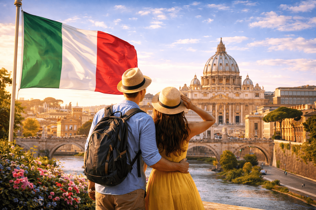 Italienische Landschaft mit historischen Städten, Küsten und mediterranem Flair