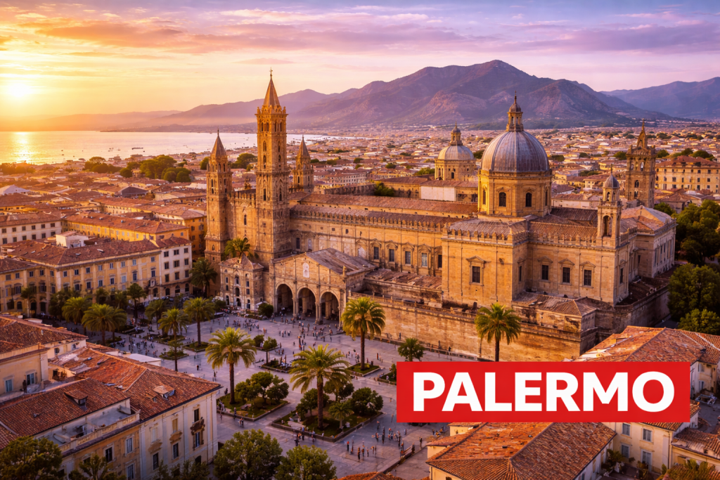 Palermo mit historischer Altstadt, Kathedralen und mediterraner Küstenlage.