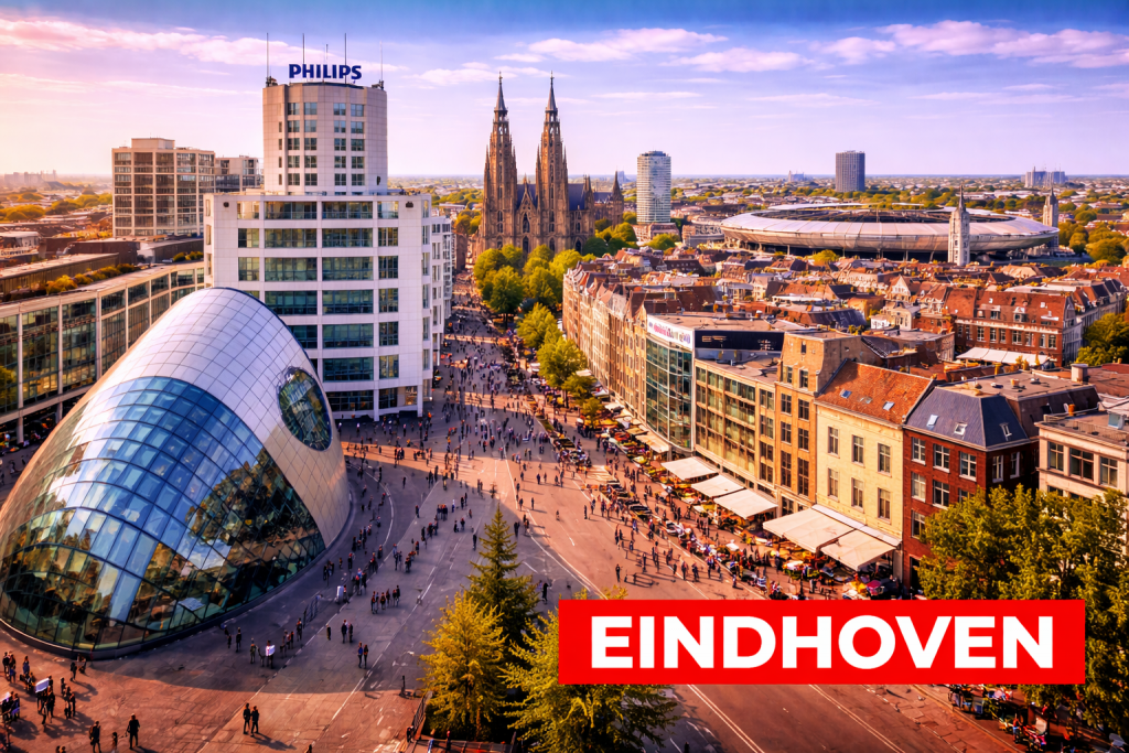 Eindhoven mit moderner Architektur, Designvierteln und urbaner Innenstadt.
