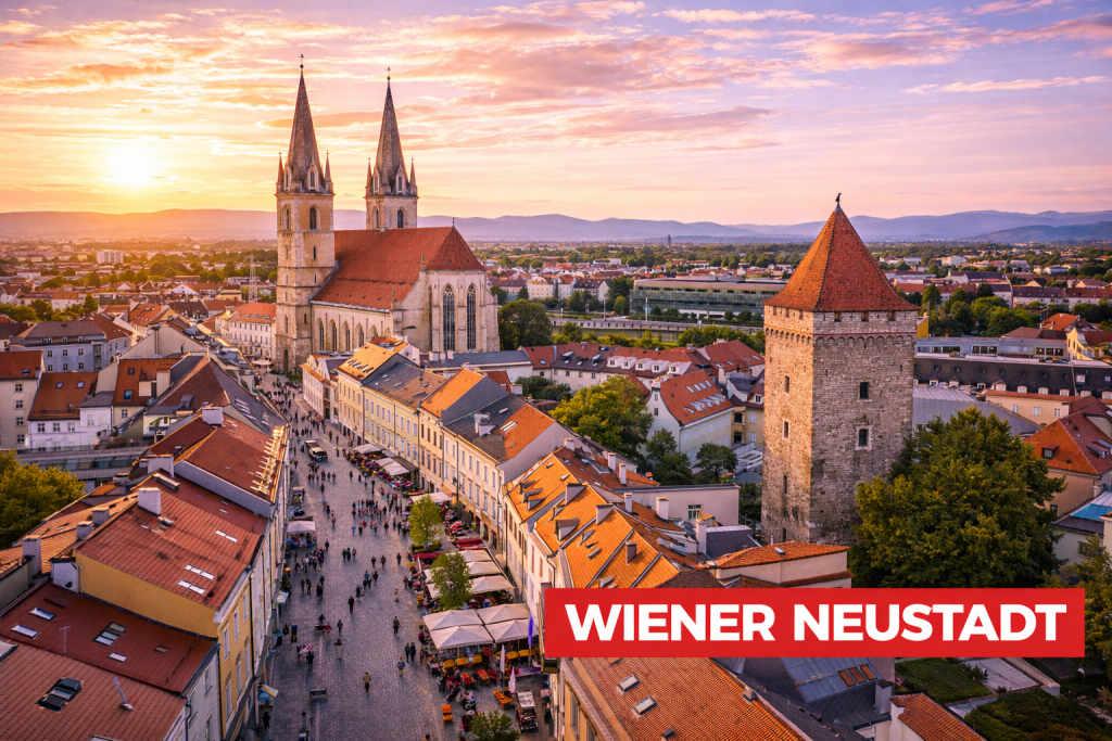 Wiener Neustadt mit historischer Altstadt, Dom und mittelalterlichem Wasserturm
