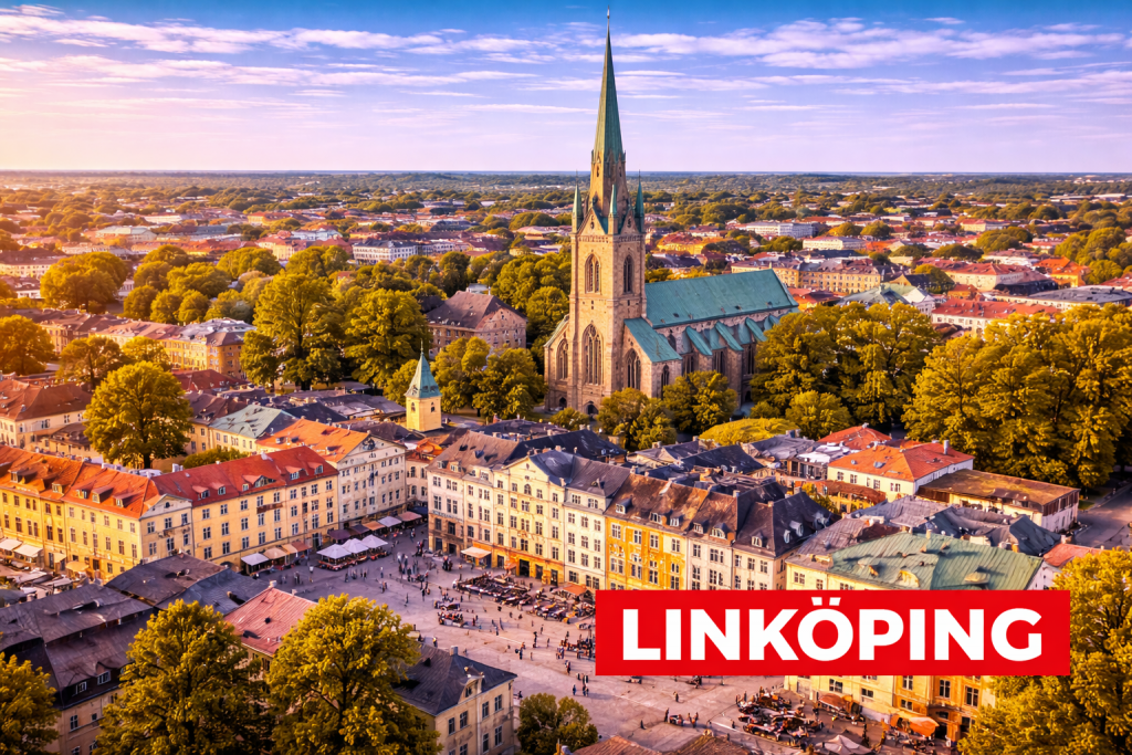Linköping mit Domkirche, historischer Altstadt und Universitätsstadt-Atmosphäre.