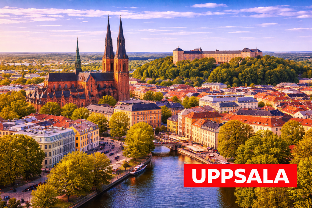 Uppsala mit Domkirche, historischer Universität und Blick über die Altstadt.